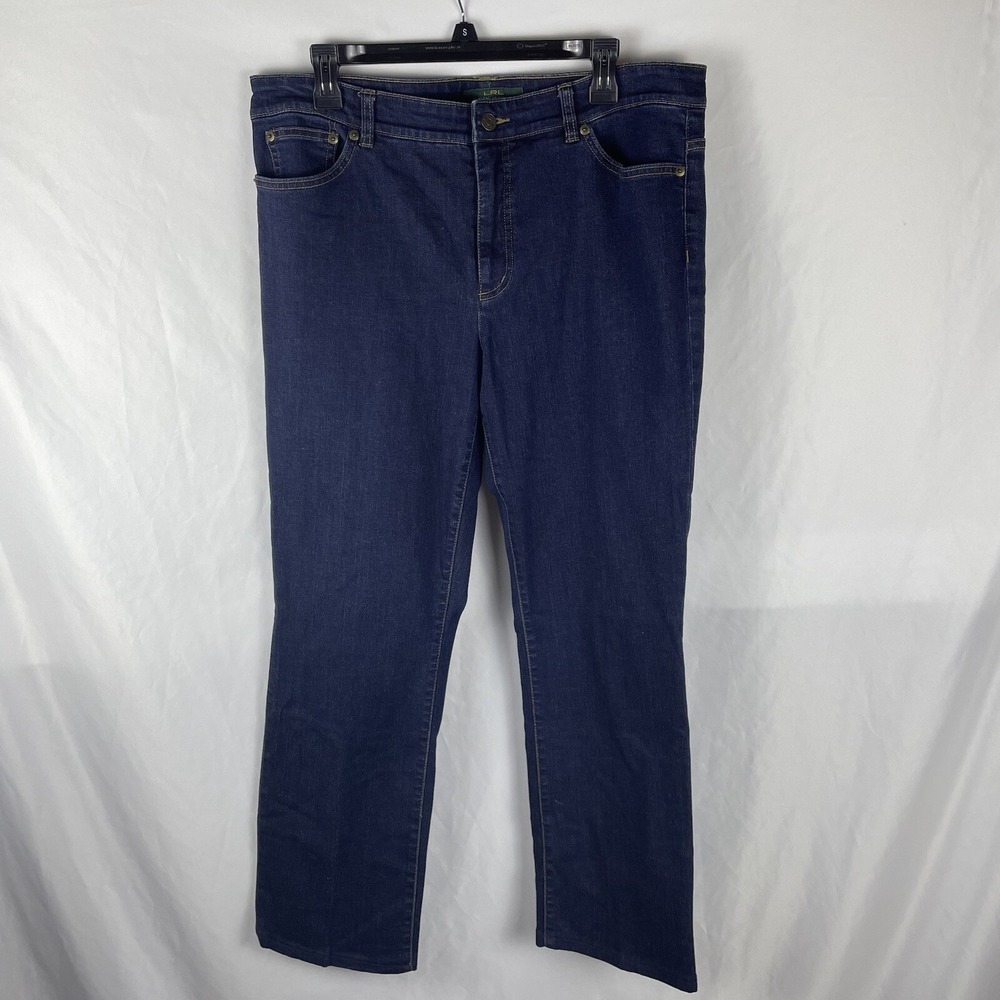 Lauren Jeans Co Ralph Lauren Classic Straight Jeans Womens 14 Dark Blue Wash